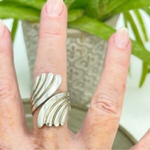 R. Cazares Signed Silver Double Swirl Ring | Handmade Mexico Taxco |925 Sterling